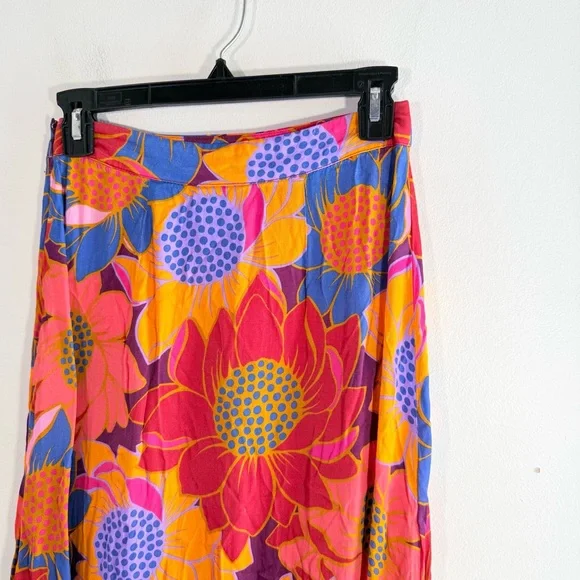 Farm Rio Vibrant Multicolor Sunflower Floral Print Midi Skirt XS - Picture 10 of 13